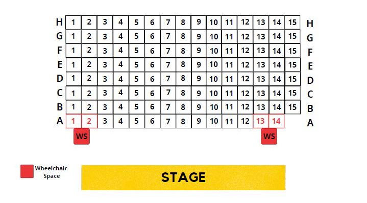 Diagram showing the seating in Studio 2 at Mayflower Theatre