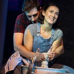 Sam (Josh St. Clair) sat behind Molly (Rebekah Lowings) helping her on the pottery wheel