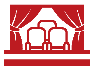 Red lineart, three seats in curtain-lined box