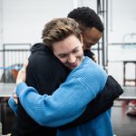 Johannes Radebe and Dan Partridge embrace